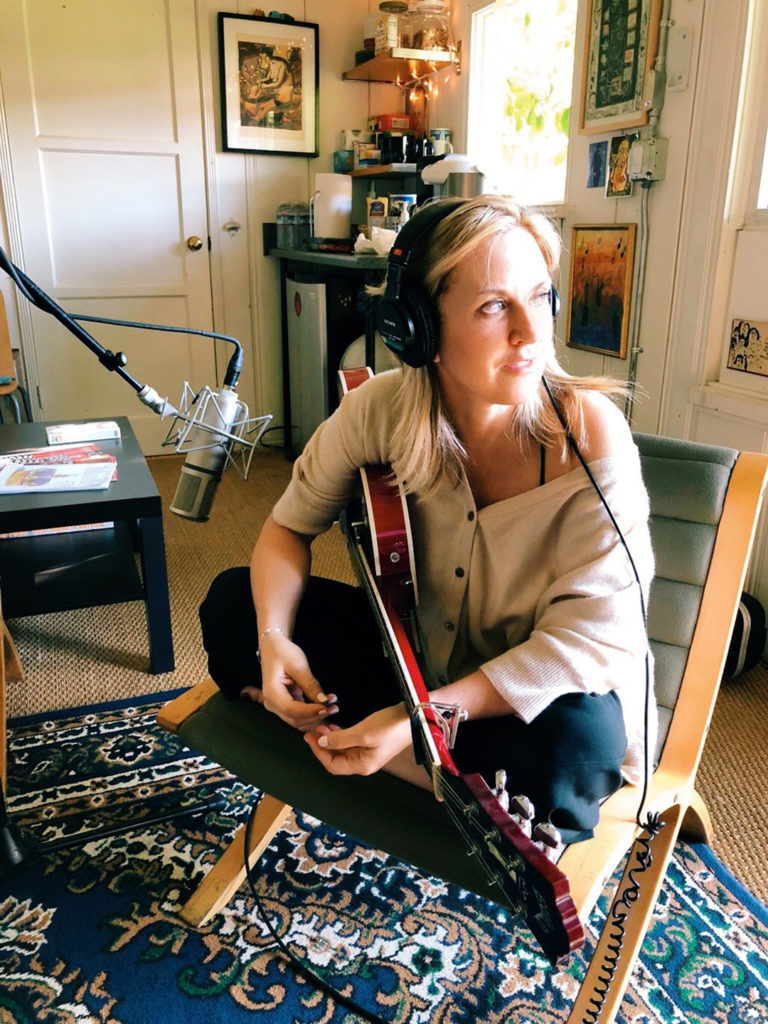 Phair works on "Soberish" at music producer Brad Wood's Seagrass Studios in 2019. The album marks a reunion with Wood, her musical partner on 1993's "Exile in Guyville," and its follow-up, 1994's "Whip-Smart." (Brad Wood)
